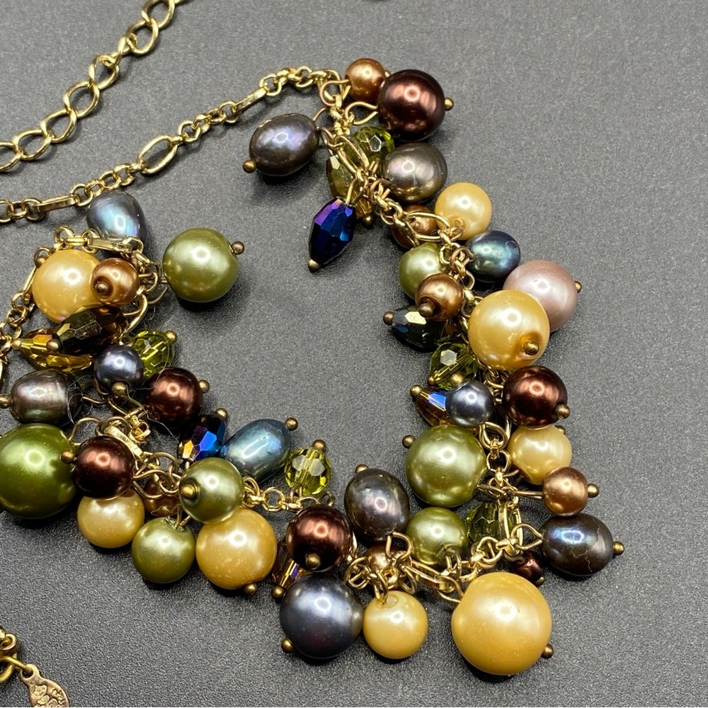 PREMIER DESIGNS Multi Colored Faux Beads & Glass Beads Necklace Earrings Set
